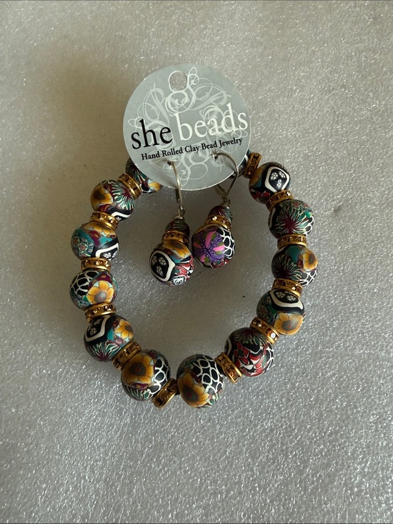 She beads Jewelry - She Beads Intentional Bead by Sandy Rueve Hand Rolled Clay Beaded Jewelry Set